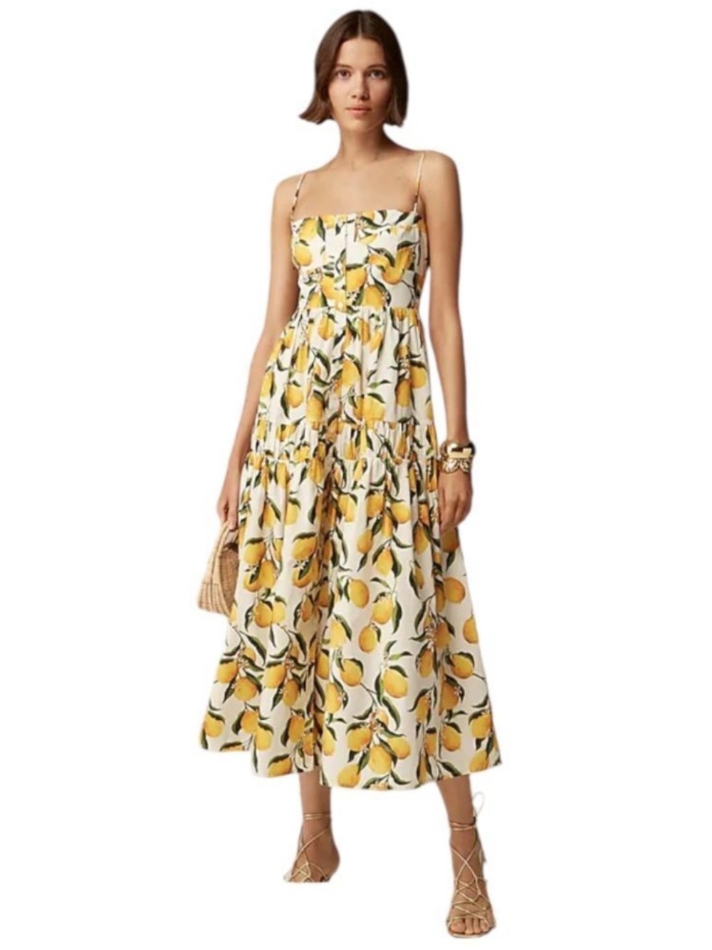 NWOT J Crew A-line Cotton Midi Dress in Limoncello, size 14